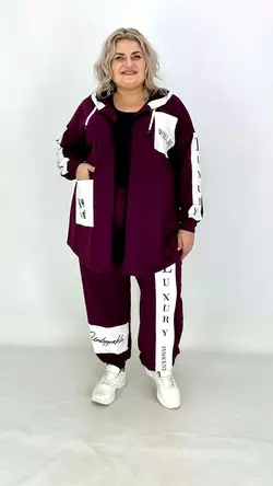 Вільний костюм з капюшоном "Лакшері" оверсайз якість люкс 62-64 66-68 70-72 74-76