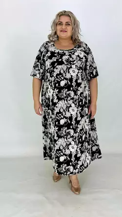 Ошатна легка сукня з трикотажу "Полі "  з принтом  66-68 70-72 74-76