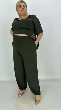 Широкі літні штани на резинці "Аманда" 66-70 72-76